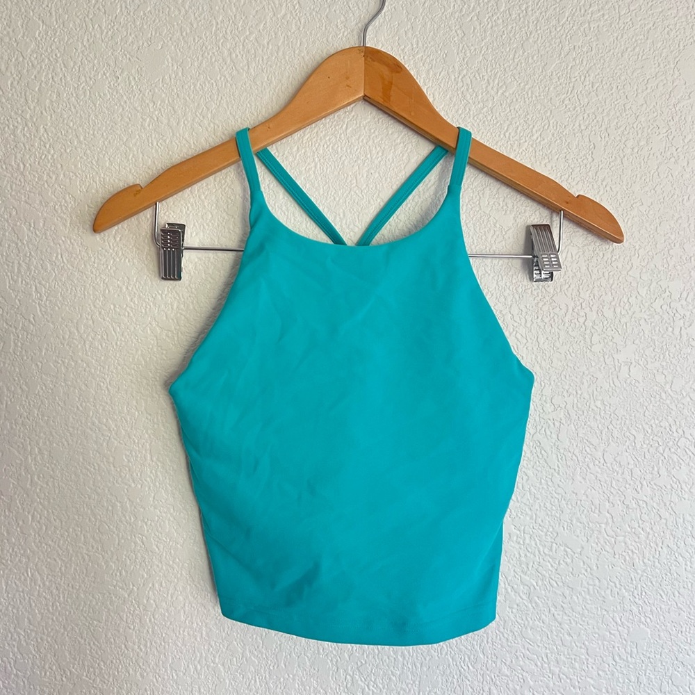 High Neck Long Line Tank with Built-In Sports Bra